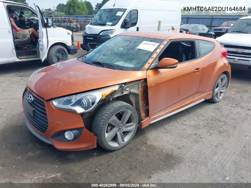 2013 Hyundai Veloster Turbo W/Black VIN: KMHTC6AE2DU164684 Lot: 40262999