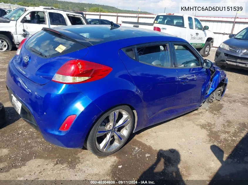 KMHTC6AD6DU151539 2013 Hyundai Veloster Base W/Black