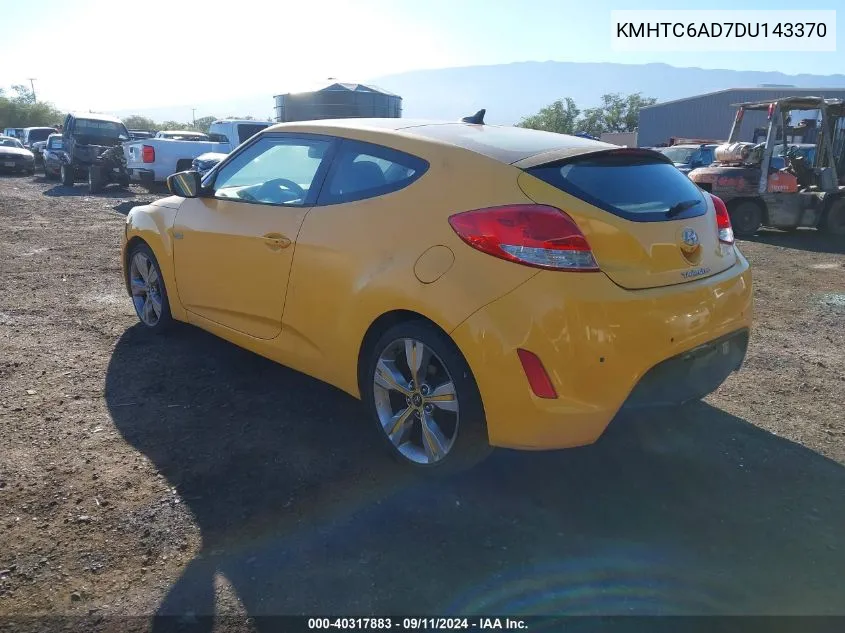 2013 Hyundai Veloster VIN: KMHTC6AD7DU143370 Lot: 40317883