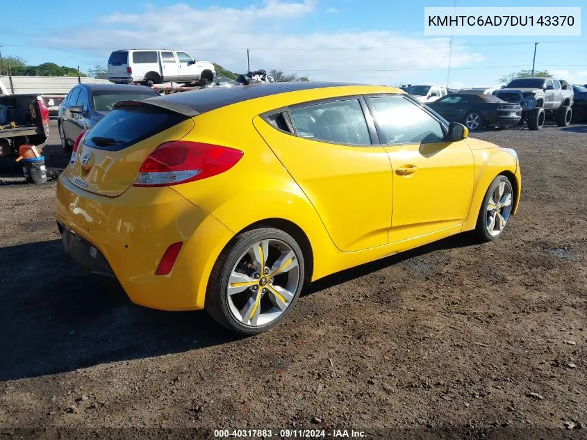 2013 Hyundai Veloster VIN: KMHTC6AD7DU143370 Lot: 40317883