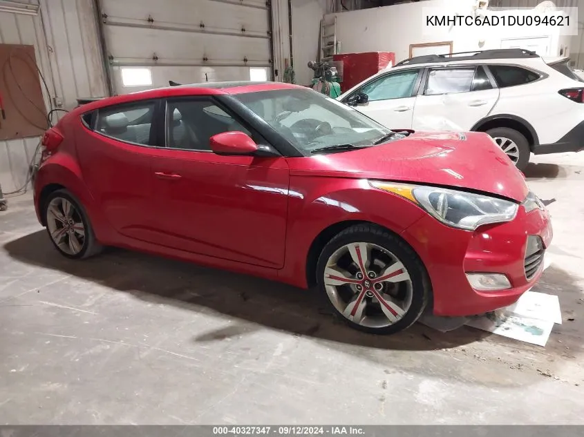 2013 Hyundai Veloster Base W/Gray VIN: KMHTC6AD1DU094621 Lot: 40327347