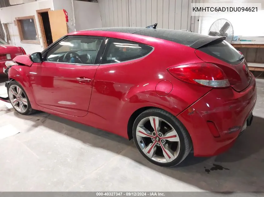 2013 Hyundai Veloster Base W/Gray VIN: KMHTC6AD1DU094621 Lot: 40327347