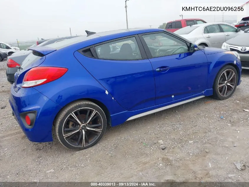 2013 Hyundai Veloster Turbo W/Black VIN: KMHTC6AE2DU096256 Lot: 40339013