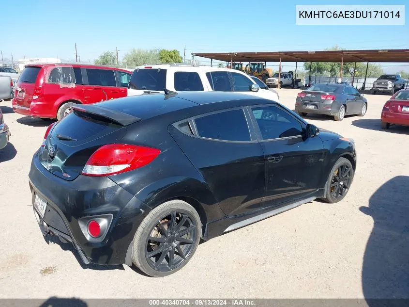 2013 Hyundai Veloster Turbo W/Black VIN: KMHTC6AE3DU171014 Lot: 40340704