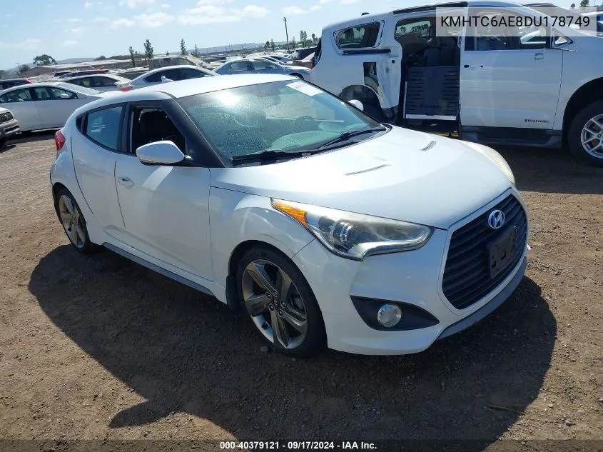 2013 Hyundai Veloster Turbo W/Black VIN: KMHTC6AE8DU178749 Lot: 40379121