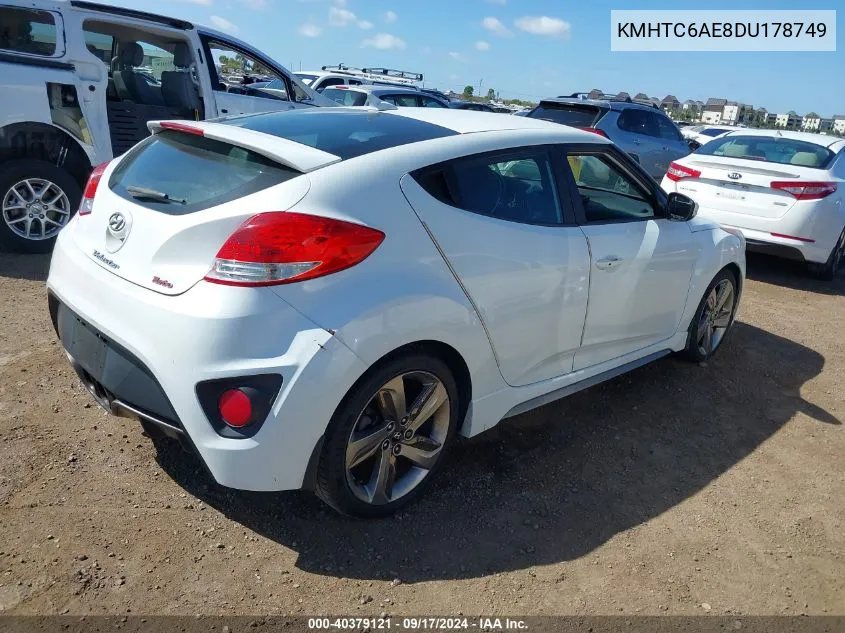 2013 Hyundai Veloster Turbo W/Black VIN: KMHTC6AE8DU178749 Lot: 40379121