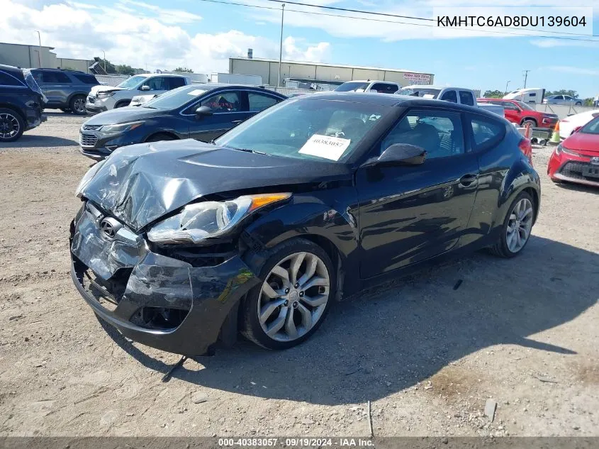 2013 Hyundai Veloster Base W/Gray VIN: KMHTC6AD8DU139604 Lot: 40383057