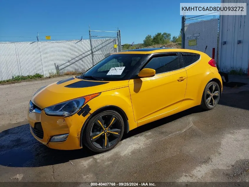 2013 Hyundai Veloster Base W/Black VIN: KMHTC6AD8DU093272 Lot: 40407768