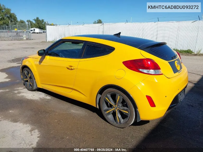 2013 Hyundai Veloster Base W/Black VIN: KMHTC6AD8DU093272 Lot: 40407768