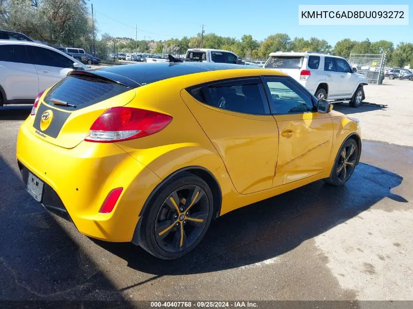 2013 Hyundai Veloster Base W/Black VIN: KMHTC6AD8DU093272 Lot: 40407768