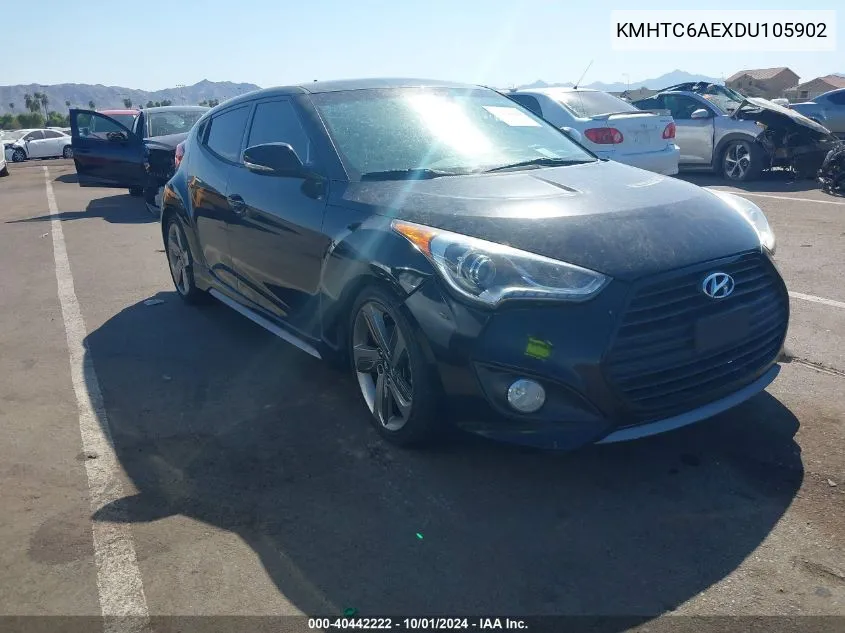 2013 Hyundai Veloster Turbo W/Blue VIN: KMHTC6AEXDU105902 Lot: 40442222