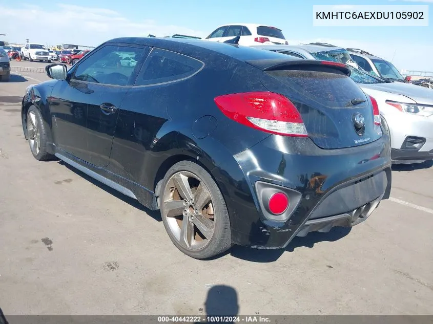 2013 Hyundai Veloster Turbo W/Blue VIN: KMHTC6AEXDU105902 Lot: 40442222