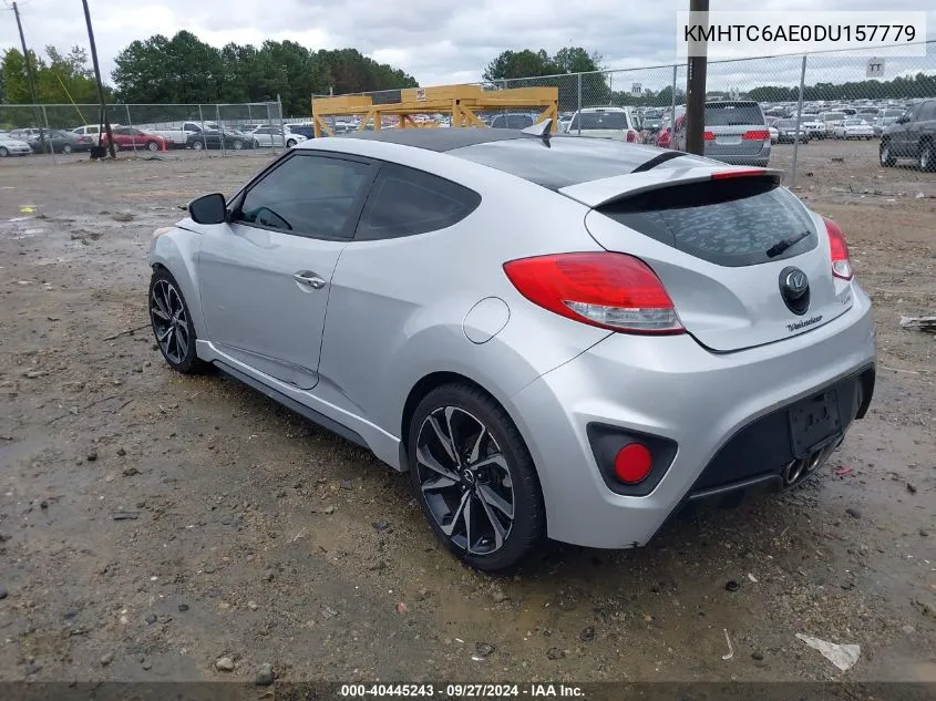 2013 Hyundai Veloster Turbo W/Black VIN: KMHTC6AE0DU157779 Lot: 40445243