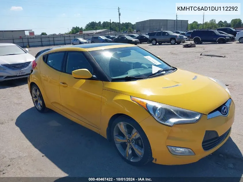 2013 Hyundai Veloster Base W/Black VIN: KMHTC6AD1DU112292 Lot: 40467422