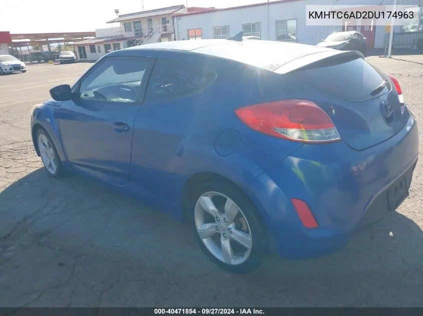 2013 Hyundai Veloster Base W/Gray VIN: KMHTC6AD2DU174963 Lot: 40471854