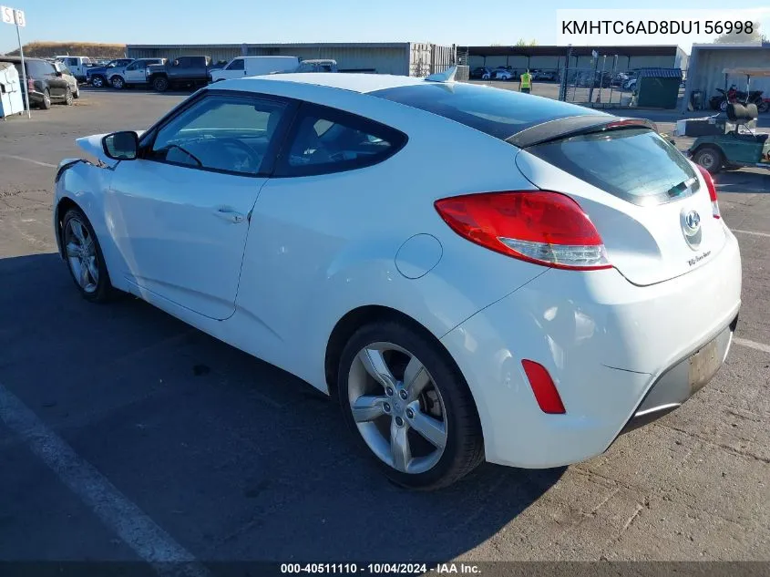 2013 Hyundai Veloster Base W/Gray VIN: KMHTC6AD8DU156998 Lot: 40511110