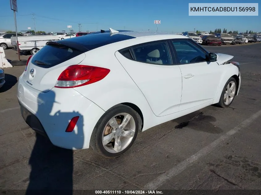 2013 Hyundai Veloster Base W/Gray VIN: KMHTC6AD8DU156998 Lot: 40511110