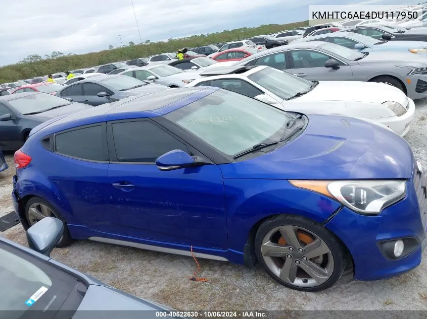 2013 Hyundai Veloster Turbo VIN: KMHTC6AE4DU117950 Lot: 40522630