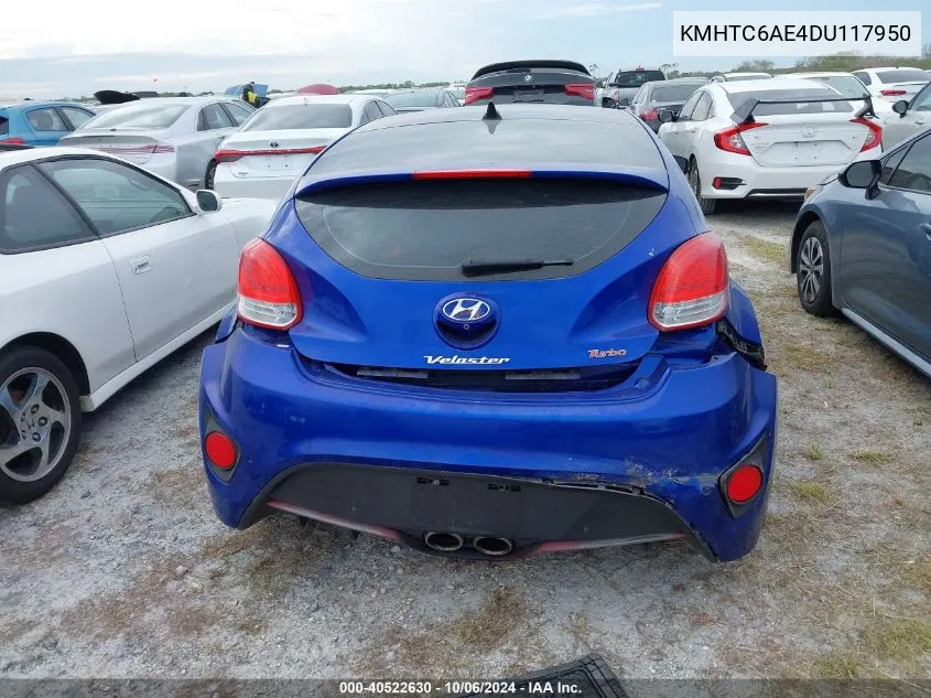 2013 Hyundai Veloster Turbo VIN: KMHTC6AE4DU117950 Lot: 40522630