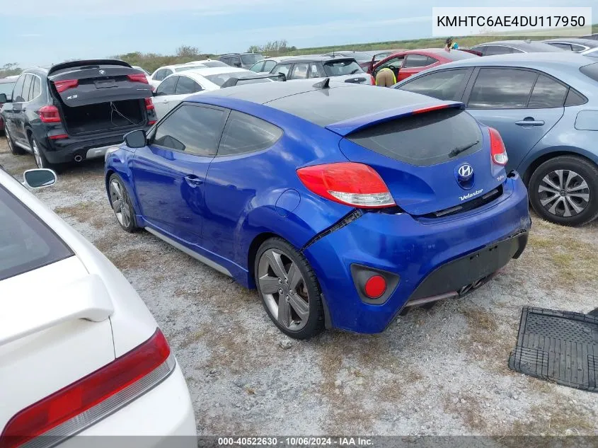 2013 Hyundai Veloster Turbo VIN: KMHTC6AE4DU117950 Lot: 40522630