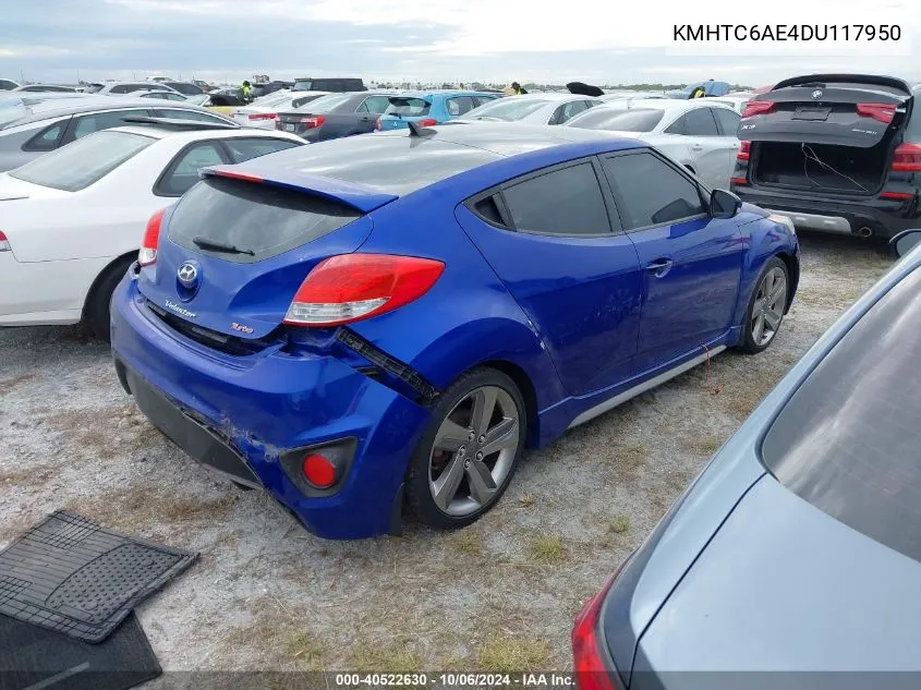 2013 Hyundai Veloster Turbo VIN: KMHTC6AE4DU117950 Lot: 40522630