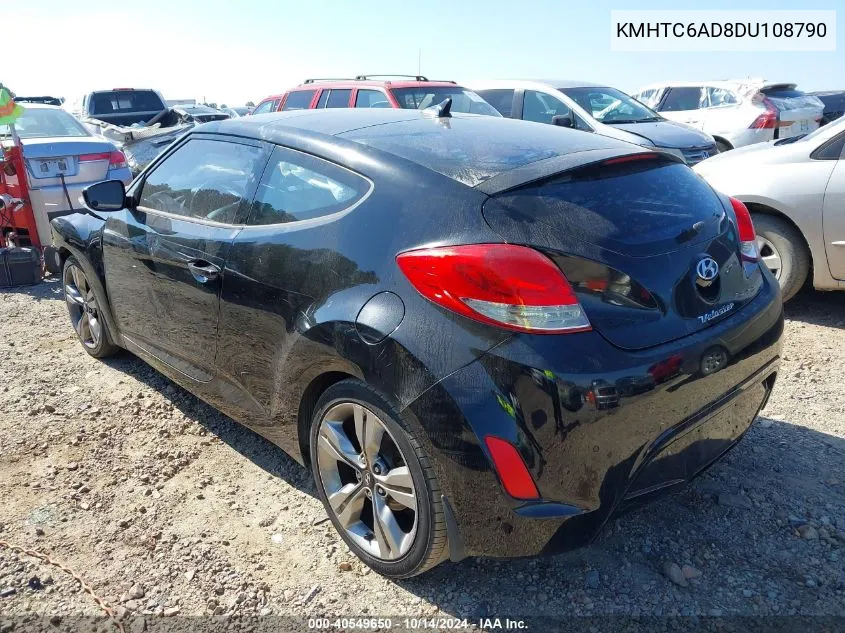 2013 Hyundai Veloster VIN: KMHTC6AD8DU108790 Lot: 40549650