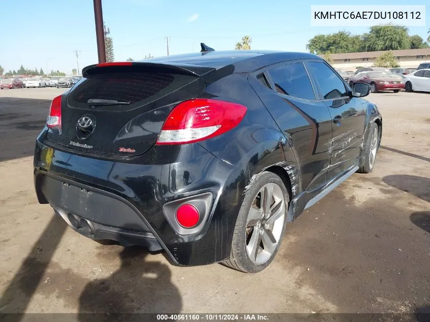 2013 Hyundai Veloster Turbo W/Black VIN: KMHTC6AE7DU108112 Lot: 40561160