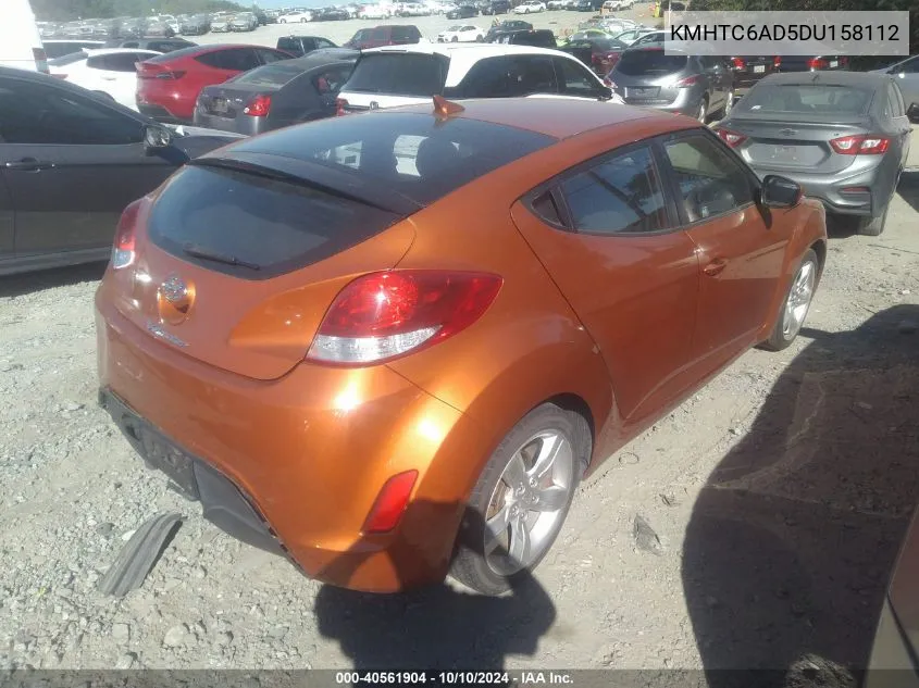 2013 Hyundai Veloster Base W/Black VIN: KMHTC6AD5DU158112 Lot: 40561904