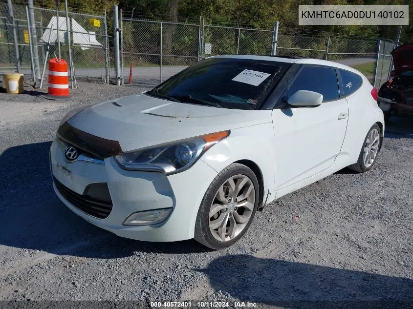 2013 Hyundai Veloster Base W/Black VIN: KMHTC6AD0DU140102 Lot: 40572401