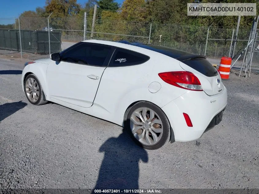 2013 Hyundai Veloster Base W/Black VIN: KMHTC6AD0DU140102 Lot: 40572401