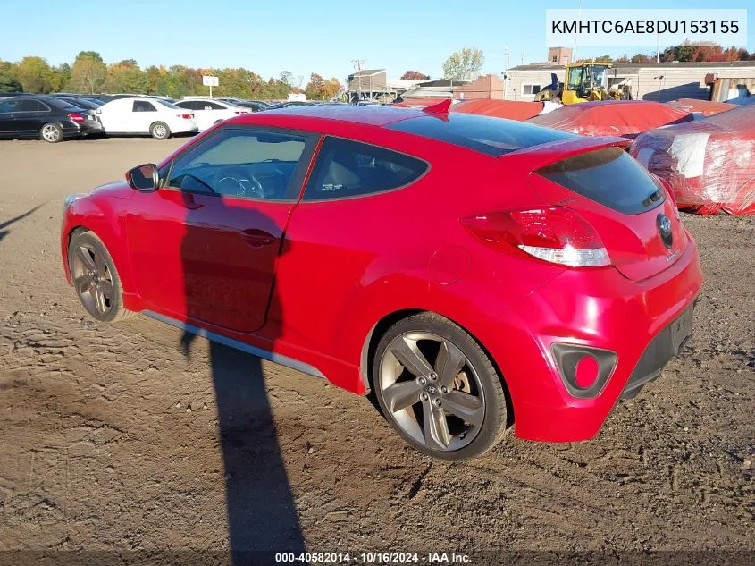 2013 Hyundai Veloster Turbo W/Black VIN: KMHTC6AE8DU153155 Lot: 40582014