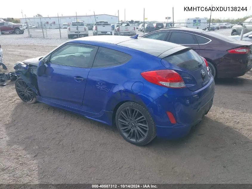 2013 Hyundai Veloster VIN: KMHTC6ADXDU138244 Lot: 40587312