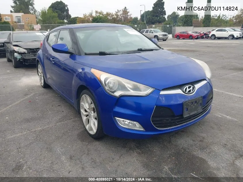 2013 Hyundai Veloster Base W/Black VIN: KMHTC6AD7DU114824 Lot: 40595021