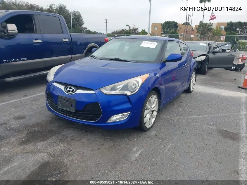 2013 Hyundai Veloster Base W/Black VIN: KMHTC6AD7DU114824 Lot: 40595021