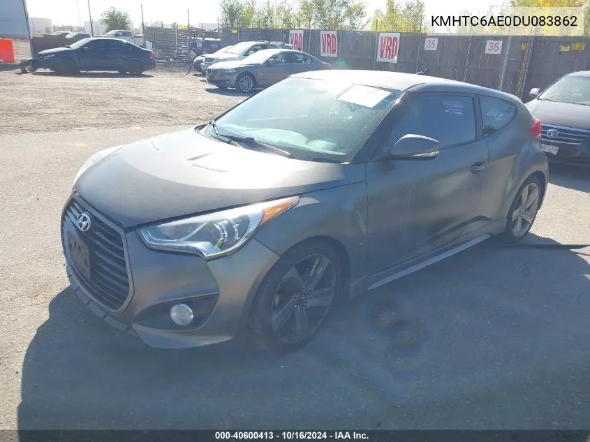 2013 Hyundai Veloster Turbo W/Black VIN: KMHTC6AE0DU083862 Lot: 40600413