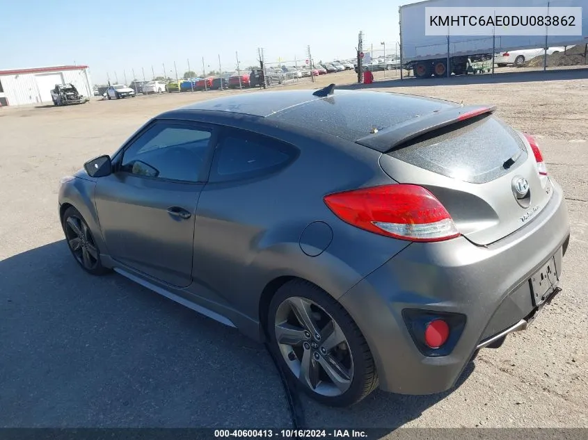 2013 Hyundai Veloster Turbo W/Black VIN: KMHTC6AE0DU083862 Lot: 40600413