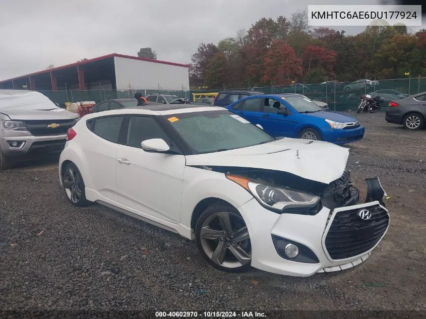 2013 Hyundai Veloster Turbo W/Blue VIN: KMHTC6AE6DU177924 Lot: 40602970