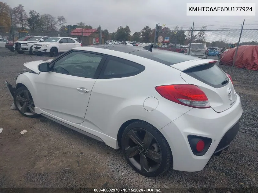 2013 Hyundai Veloster Turbo W/Blue VIN: KMHTC6AE6DU177924 Lot: 40602970