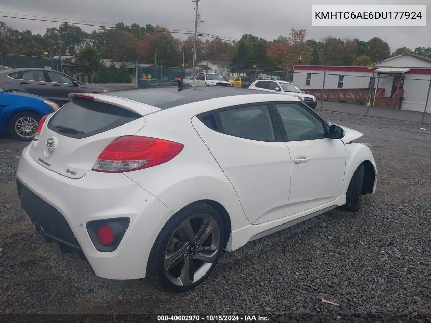 2013 Hyundai Veloster Turbo W/Blue VIN: KMHTC6AE6DU177924 Lot: 40602970