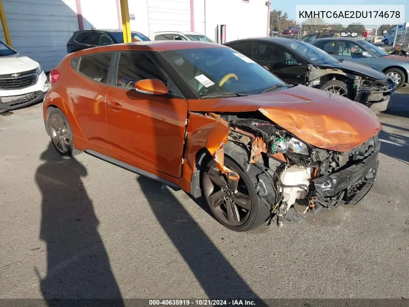 2013 Hyundai Veloster Turbo VIN: KMHTC6AE2DU174678 Lot: 40635919