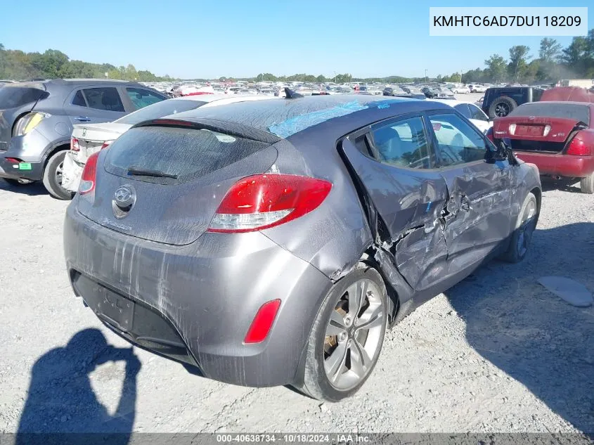 2013 Hyundai Veloster Base W/Black VIN: KMHTC6AD7DU118209 Lot: 40638734