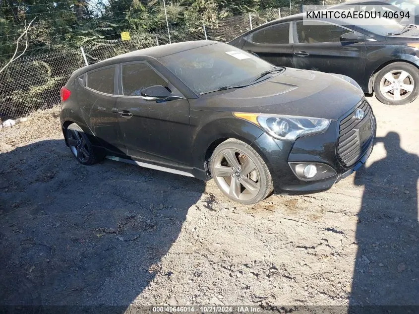 KMHTC6AE6DU140694 2013 Hyundai Veloster Turbo W/Black