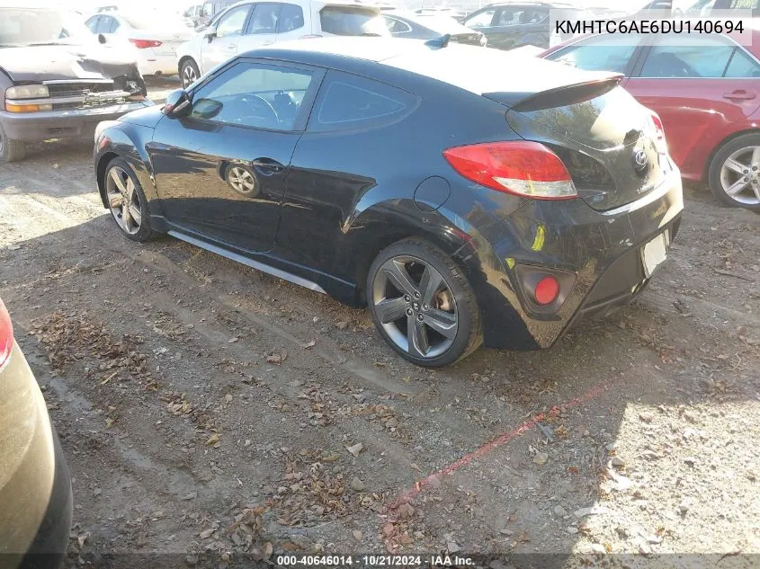 KMHTC6AE6DU140694 2013 Hyundai Veloster Turbo W/Black