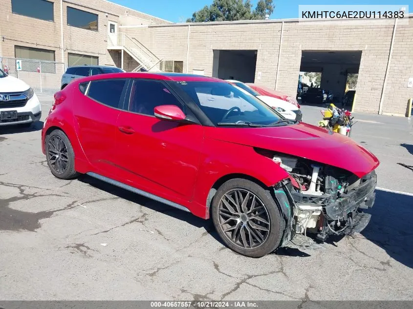 2013 Hyundai Veloster Turbo W/Black VIN: KMHTC6AE2DU114383 Lot: 40657557