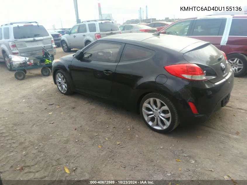 2013 Hyundai Veloster Base W/Gray VIN: KMHTC6AD4DU155136 Lot: 40672589