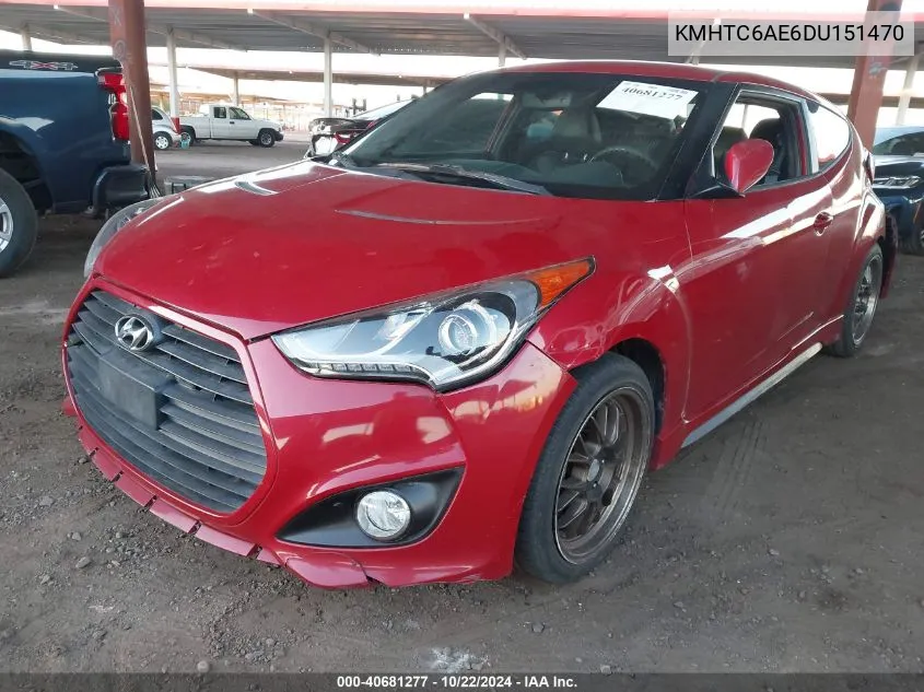 KMHTC6AE6DU151470 2013 Hyundai Veloster Turbo W/Black