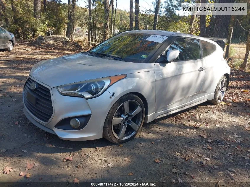 2013 Hyundai Veloster Turbo W/Blue VIN: KMHTC6AE9DU116244 Lot: 40717472