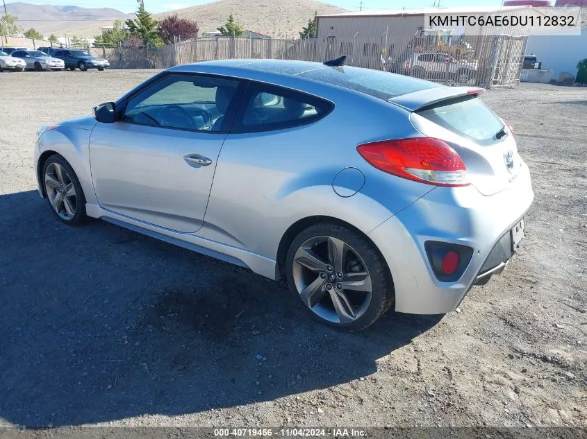 2013 Hyundai Veloster Turbo W/Black VIN: KMHTC6AE6DU112832 Lot: 40719456