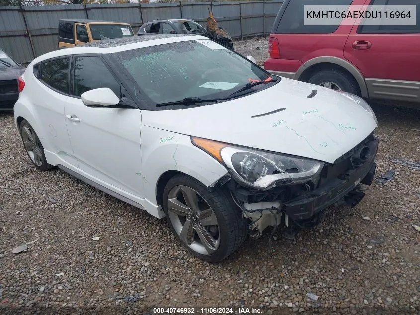 2013 Hyundai Veloster Turbo W/Black VIN: KMHTC6AEXDU116964 Lot: 40746932