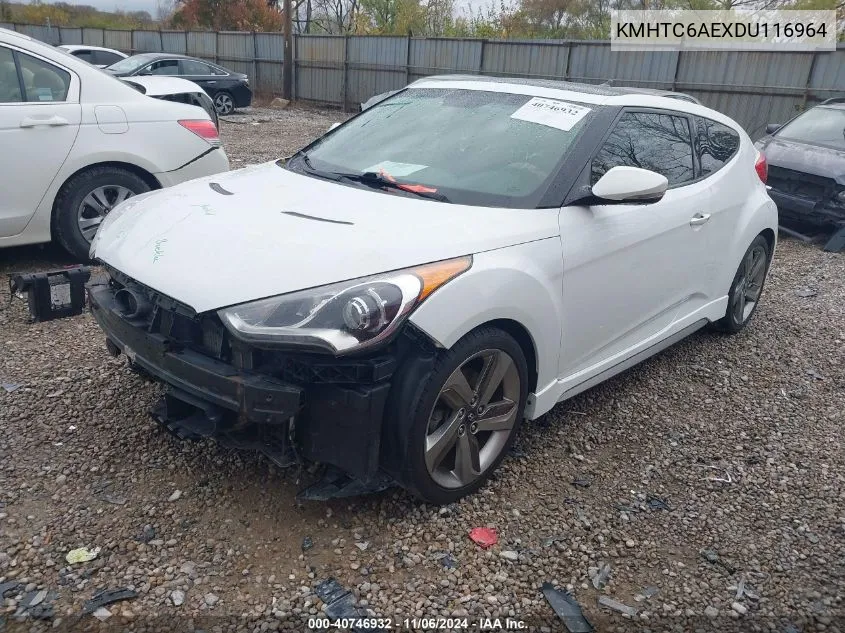 2013 Hyundai Veloster Turbo W/Black VIN: KMHTC6AEXDU116964 Lot: 40746932